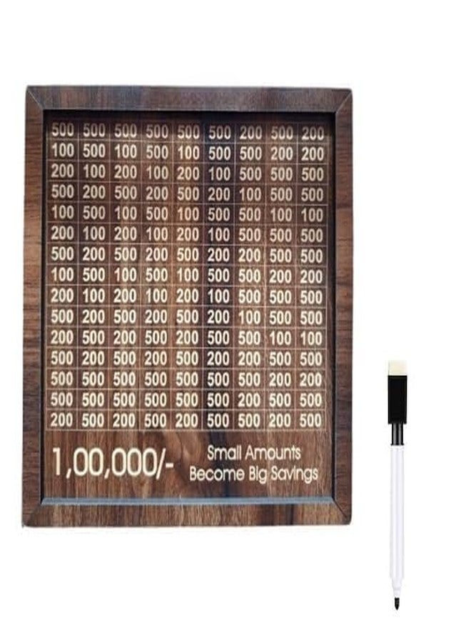 TICJUB Wooden Money Saving Box - 1,00,000 Rupees Money Saving Piggy Bank, Cash Vault Wooden Savings Box, Money Box with Money Target and Numbers to Check for Boys, Girls & Adults - Image 1